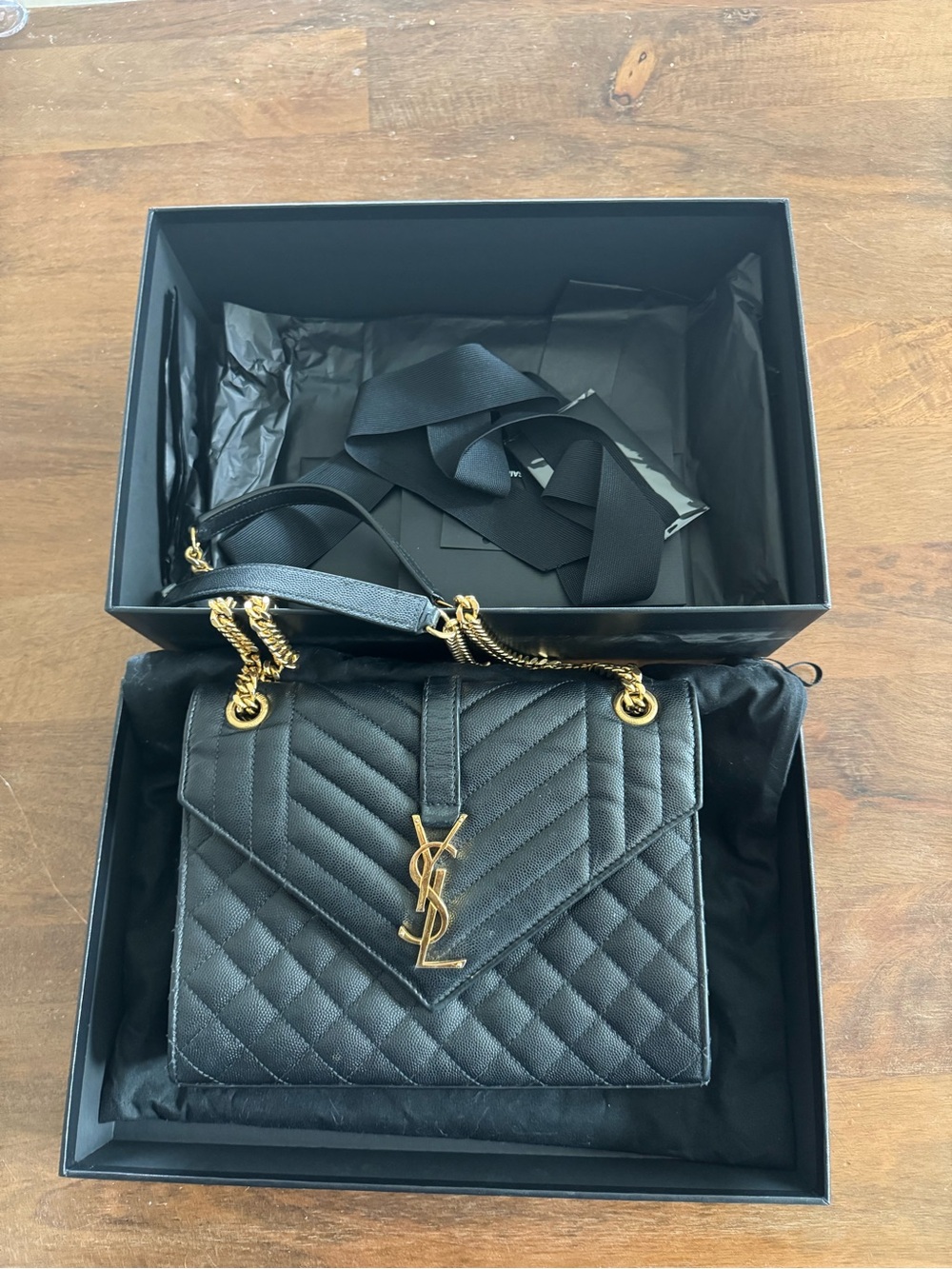 Grain De Poudre Textured Mixed Matelasse Triquilt Medium Monogram Satchel Black - Picture 3 of 10
